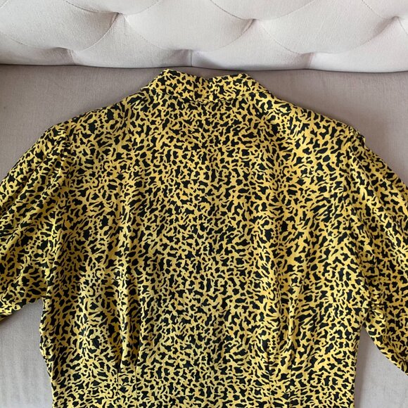 Vintage Silk Animal Cheetah Leopard Print Silk Blouse Long Sleeve Witchy Fairy - Picture 11 of 17